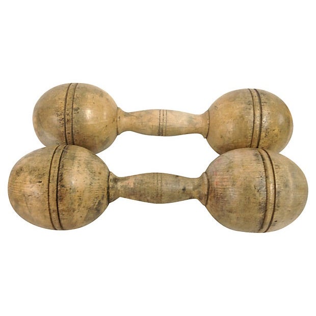 Farmhouse Antique Wooden Weights, Pair For Sale - Image 3 of 3