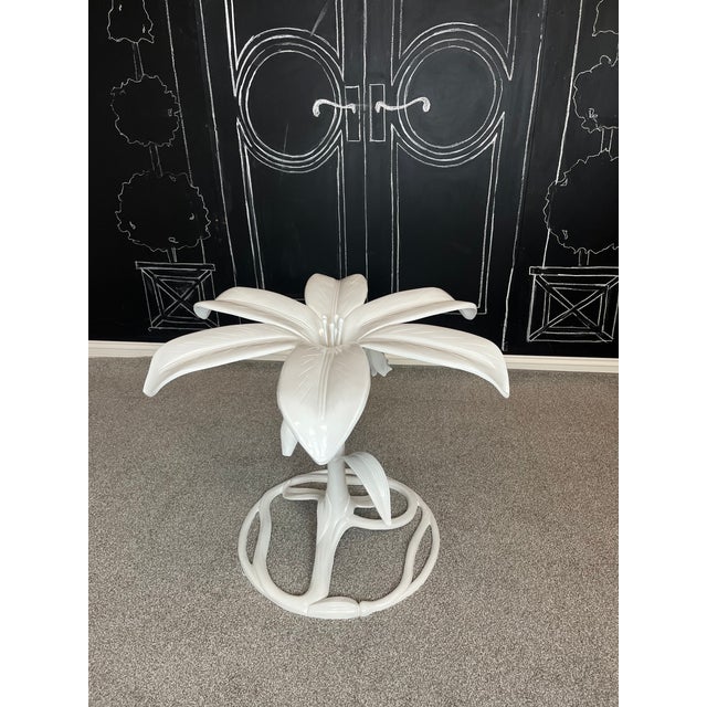 Rare Mid Century Patio Attributed to Arthur Court Rare Lily Aluminum Table and Chairs For Sale - Image 10 of 15