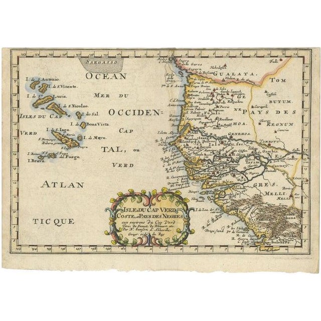 Antique Map of the West African Coast and the Cape Verde Islands, 1680s For Sale