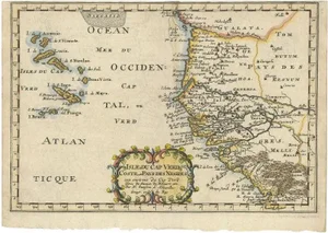 Antique Map of the West African Coast and the Cape Verde Islands, 1680s