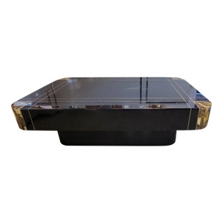 Black Lacquered W/Inlay Deco Style Coffee Table For Sale