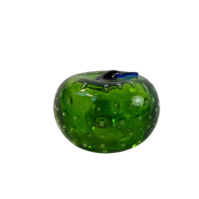 1970's Vintage Murano Glass Style Green Apple Paperweight For Sale - Image 9 of 12