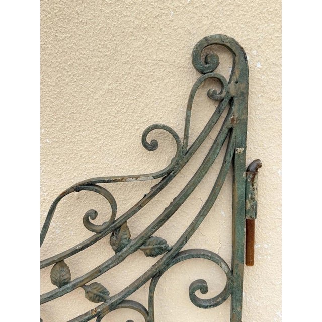 Antique Spanish Renaissance Scrolling Wrought Iron 57 X 45 Garden Entry Gate Set For Sale - Image 9 of 18