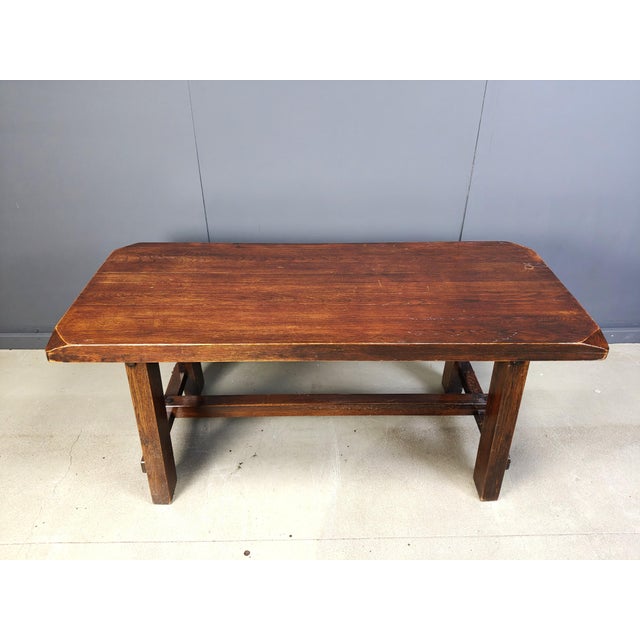 Wood Brutalist Wooden Dining Table, 1960s For Sale - Image 7 of 8