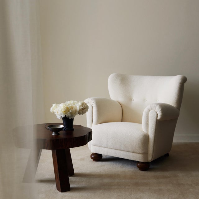 White Danish Wingback Lounge Chair, 1940's. For Sale - Image 8 of 8