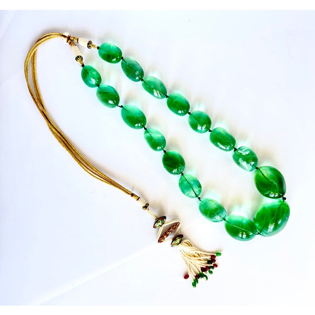 Gemstone Fluorite Bead Necklace Tumble Large Smooth Green Polished Nugget Adjustable Length For Sale - Image 18 of 18