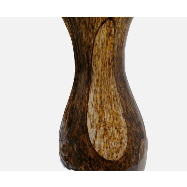 Vintage Italian Murano Handblown Glass Vase 19" Brown Spots Speckle Art Deco MCM For Sale - Image 17 of 18