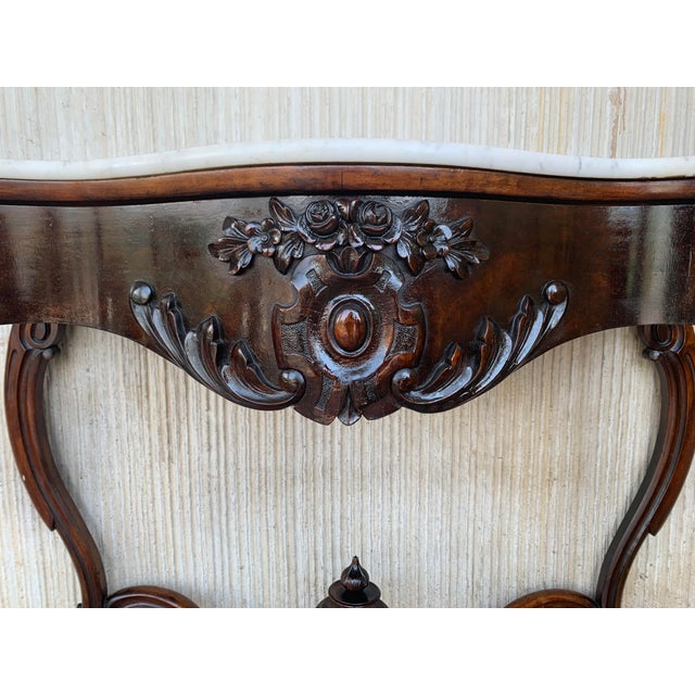 19th French Regency Carved Walnut Console Table With Drawer For Sale - Image 9 of 13