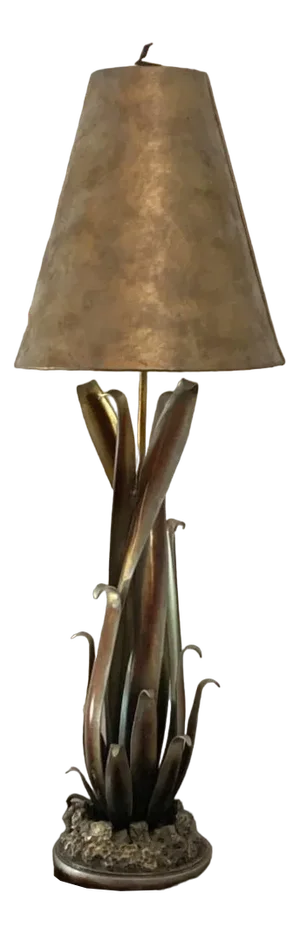 Wrought iron and gold leatherette console lamp, 1980s