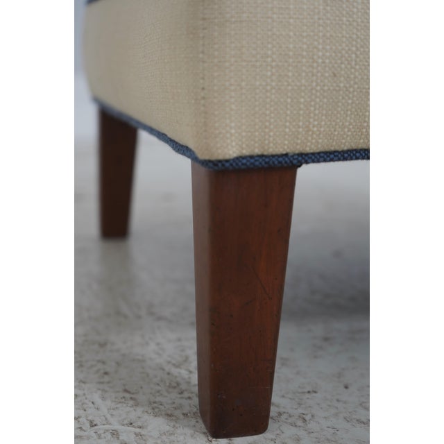 Off-white Pair Ethan Allen Modern Design Upholstered Ottomans For Sale - Image 8 of 13