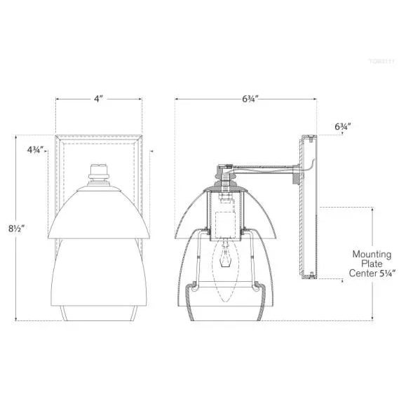 Visual Comfort Thomas O'Brien for Visual Comfort Signature Whitman Small Sconce in Bronze & Hand-Rubbed Antique Brass with Bronze & White Glass Shade For Sale - Image 4 of 4