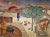 3’ 7” x 5’ Beauty in Simplicity! Vintage Hand Woven African Tapestry Depicting Life Scenes Around a Village. Beauty in...