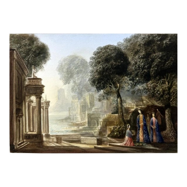 Antique Continental Italianate Framed Watercolour on Board Possibly Venice Italy For Sale