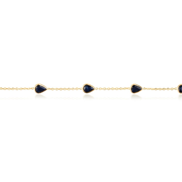 Not Yet Made - Made To Order VRJewels 2.05ct Bezel Set Blue Sapphire Station Bracelet in 14k Yellow Gold For Sale - Image 5 of 18