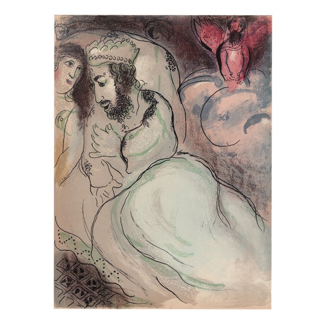 Marc Chagall, Sara et Abimélec, Nude, 1960, Original Lithograph For Sale