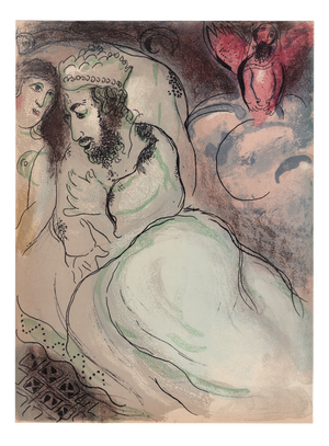 Marc Chagall, Sara et Abimélec, Nude, 1960, Original Lithograph