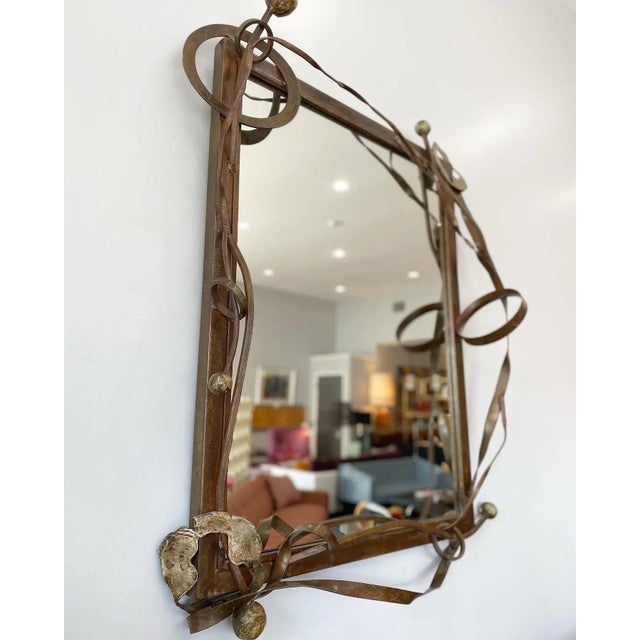 1990s Brutalist Hand Foraged Steel Mirror For Sale - Image 5 of 8