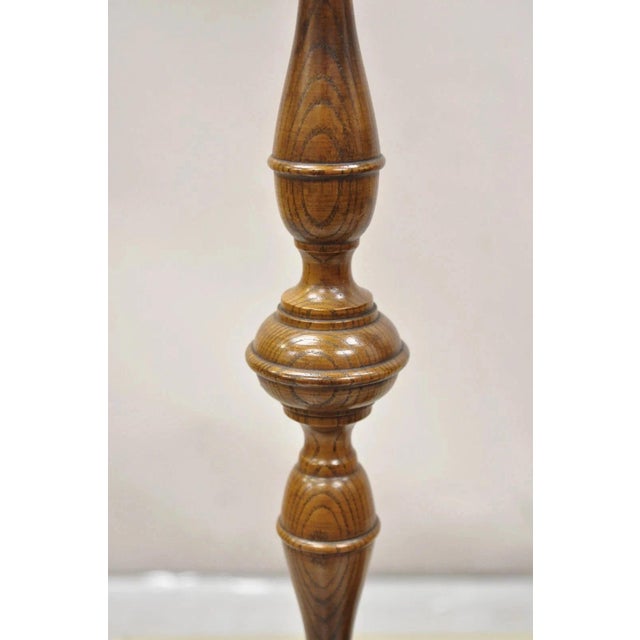 Vintage Italian Renaissance Jacobean Turn Carved Oak Wood 18.5" Candlestick Pair For Sale - Image 10 of 10