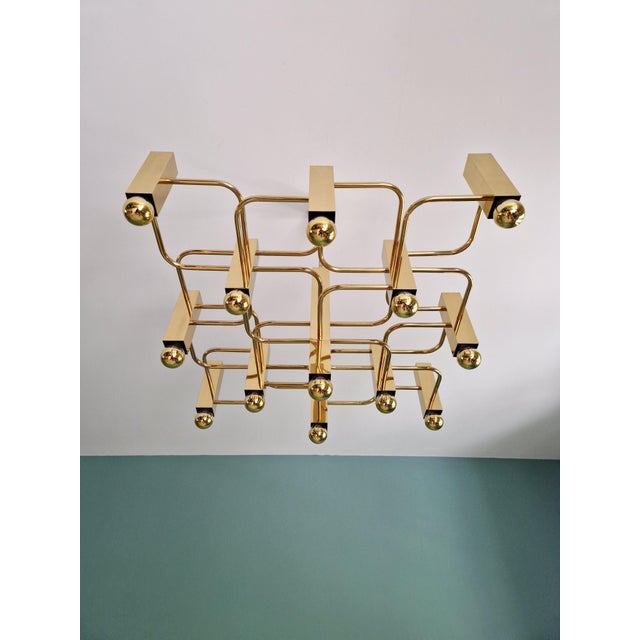 Geometric Brass Chandelier by Gaetano Sciolari for Boulanger, 1970s For Sale - Image 16 of 18