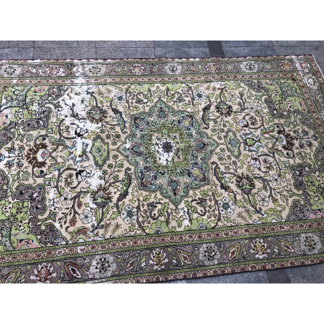 Vintage Oushak Distressed Rug- 3′3″ × 6′11″ For Sale - Image 9 of 11