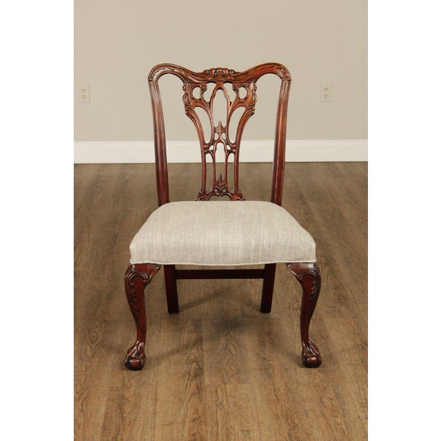 Chippendale Style Quality Set Of Eight Solid Mahogany Dining Chairs For Sale - Image 11 of 18