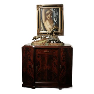 Museum-Quality French Art Deco Sideboard With Spectacular Limousin Bronze Sculpture For Sale