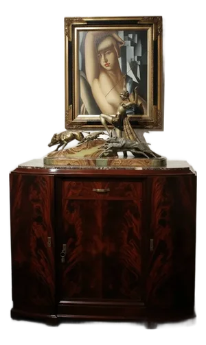 Museum-Quality French Art Deco Sideboard With Spectacular Limousin Bronze Sculpture