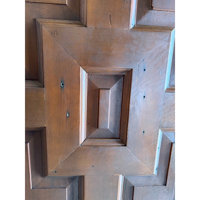 A Pair of Arched Paneled Church Doors For Sale - Image 9 of 12