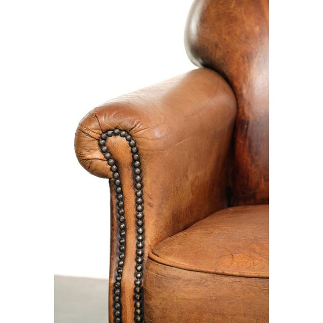 Vintage Sheepskin Armchair with Decorative Nails For Sale - Image 10 of 13