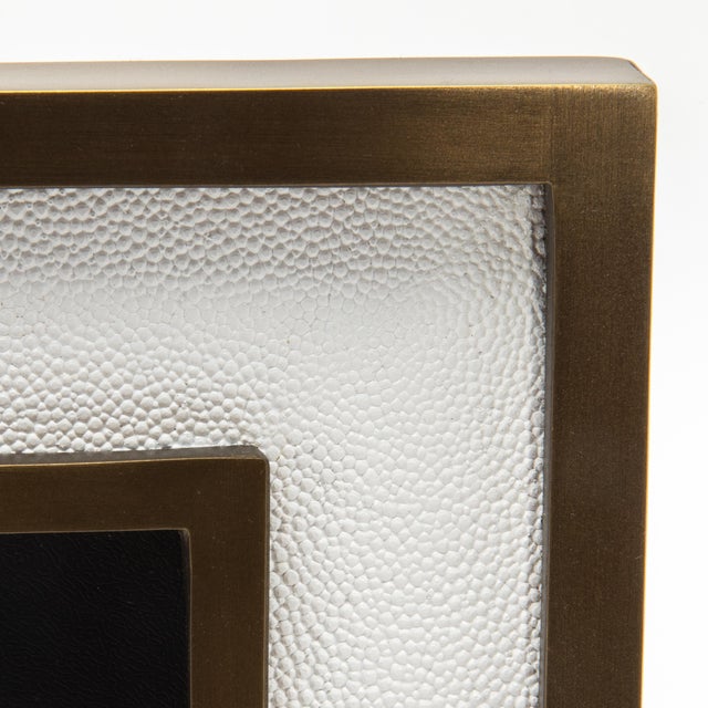 White Picture Frame 5x7” in White Shagreen With Brass Details by Kifu Paris For Sale - Image 8 of 8