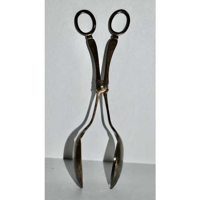 Traditional Vintage Silverplate Traditional Style Tongs For Sale - Image 3 of 11