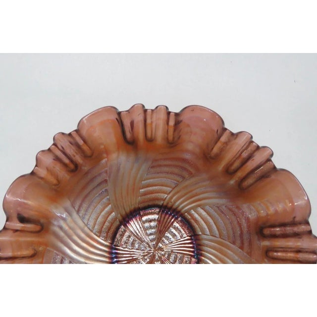 Fenton Carnival Glass Amethyst Ribbon Tie Iridescent Crimped Candy Bowl For Sale - Image 12 of 12