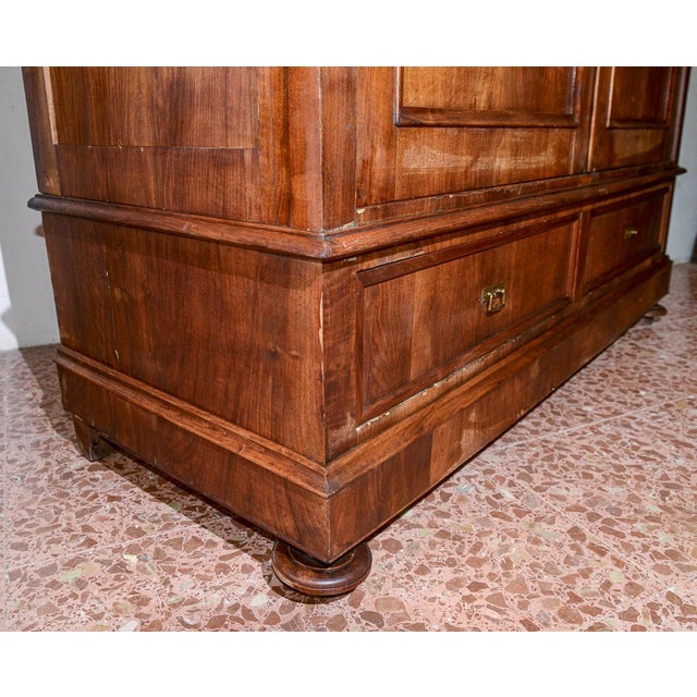 Walnut Wardrobe with 2-Doors and 2-Drawers, Italy, Late 19th Century For Sale - Image 4 of 18