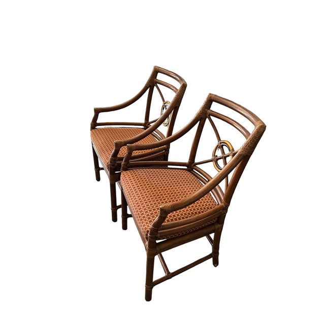 Set of 5 Early 21st Century McGuire Rattan Black and Gold Target Dining