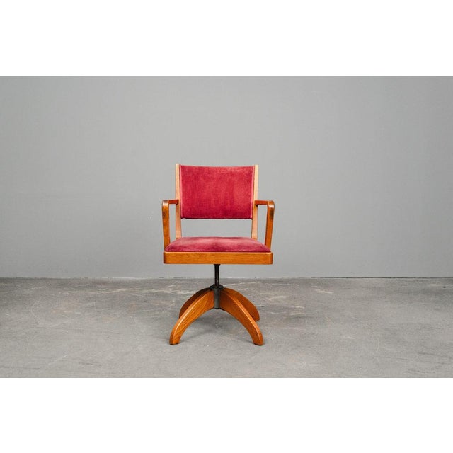 Brown Mid-Century Swivel Desk Chair For Sale - Image 8 of 18