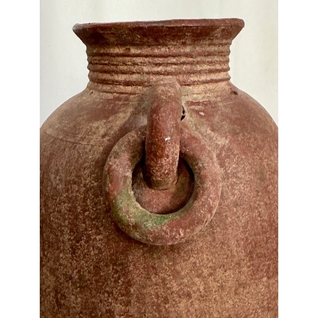 Antique Handcrafted Earthenware Amphora Vase With Looped Handles For Sale - Image 4 of 8