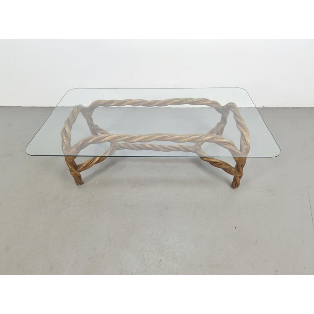 Vintage Boho Coffee Table in Rattan and Bamboo, 1970s For Sale - Image 6 of 16