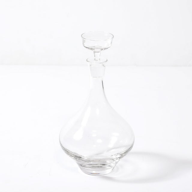 Mid-Century Modernist Sculptural Crystal Decanter With Basin Form Stopper For Sale - Image 13 of 16