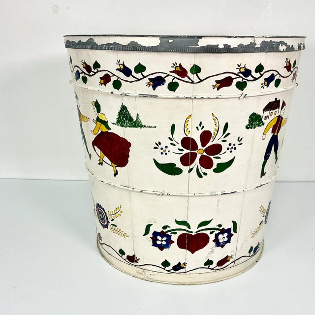 Wood Vintage Arts & Crafts Gustavian Rustic European Maple Sap Bucket With Lid. For Sale - Image 7 of 12