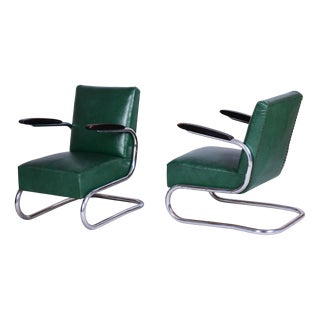 Bauhaus Armchairs in Beech and Chrome from Mauser, Germany, 1930s, Set of 2 For Sale