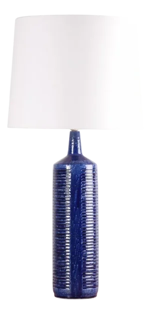 Large Mid-Century Modern Dark Blue Ceramic Table Lamp from Palshus, Denmark, 1960s