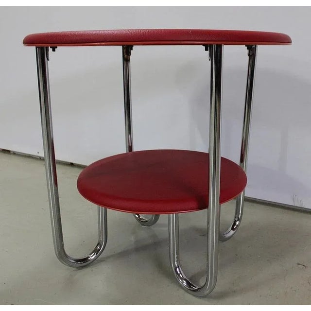 Red Bauhaus Metal & Chrome Table by Michael Thonet for Thonet, 1940s For Sale - Image 8 of 18