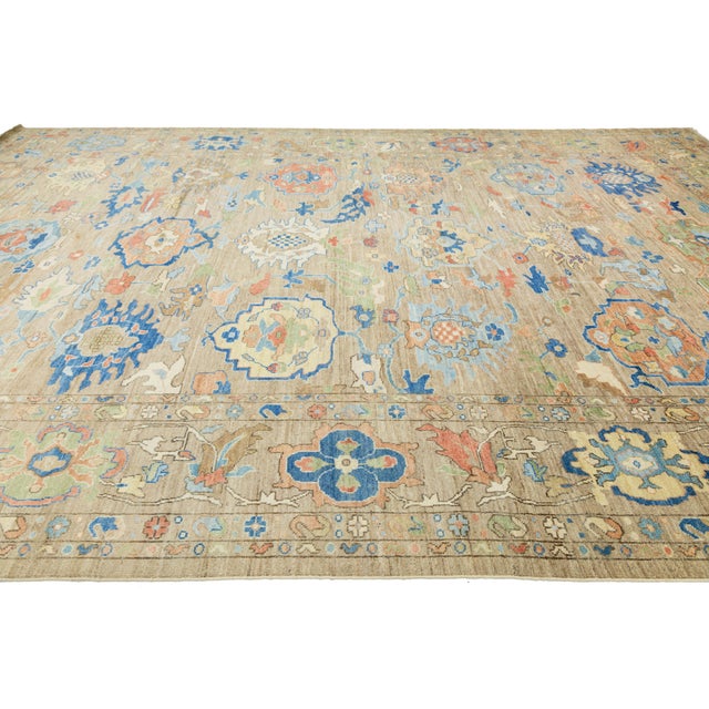 Sand Artisan Hand-Knotted Turkish Style Oushak Rug - Neutral Sand & Earth Tone 12x18 For Sale - Image 8 of 11