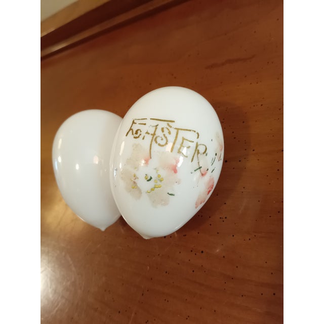 Vintage Antique Victorian Hand Blown, Hand Painted Glass Easter Eggs (2) For Sale - Image 4 of 4