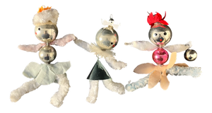 Vintage Eastern European Handmade Dancer, Fairy and Pixie Christmas Decorations, 1950s-1960s, Set of 3