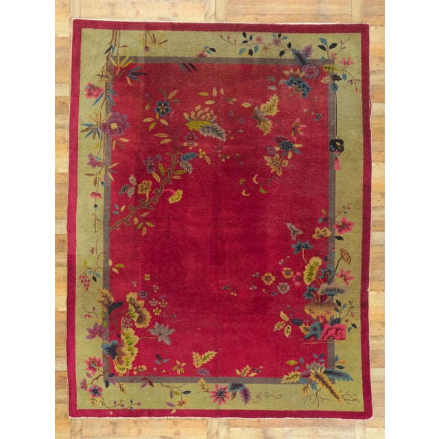 Early 20th Century Antique Chinese Art Deco Rug, 09'00 X 11'09 For Sale - Image 9 of 10