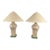 Pair Vintage Francisco Ceja Tropical Leaf Lamps, Postmodern Pastel Palm Leaf Design Set of 2 For Sale