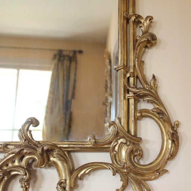 Gold Italian Carved and Gilded Chippendale Rococo Style Mirror For Sale - Image 8 of 13