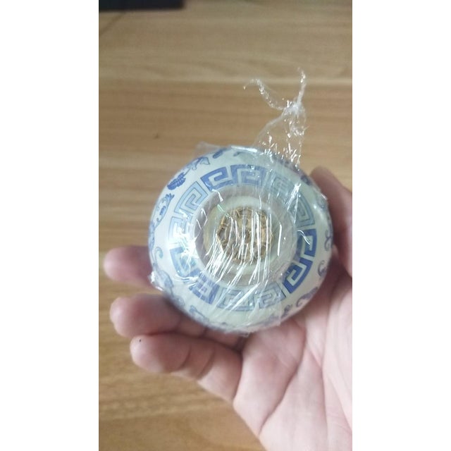 2000 - 2009 Vintage Blue and White Incense Holder With Floral Motif For Sale - Image 5 of 6