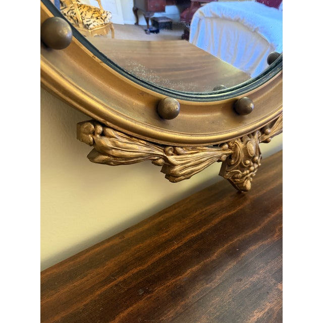 Gold American Federal Giltwood Eagle Bullseye Convex Mirror For Sale - Image 8 of 12